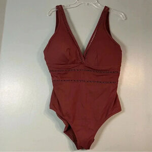 NWT Sea Level Swim Eco Essentials Spliced One Piece Cinnamon Size 14